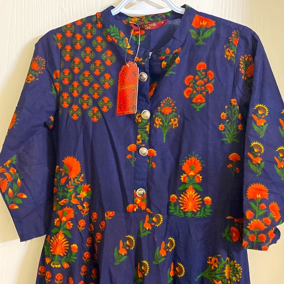 Indian cotton long kurti/dress with 3/4th sleeves - Picture 5 of 5